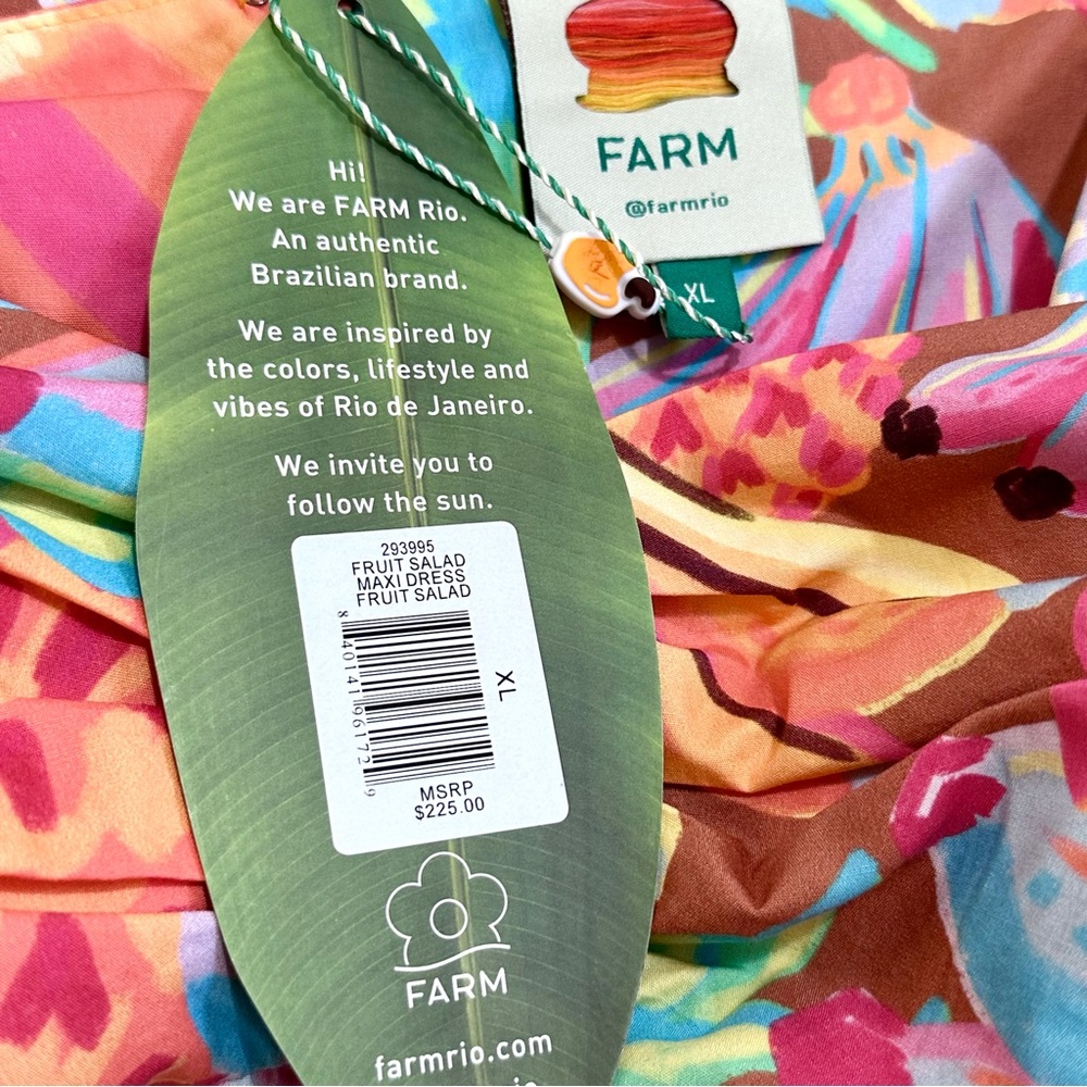 NWT FARM Rio Fruit Salad puff sleeve midi dress, size XL - Picture 12 of 13